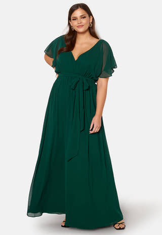 Flutter Sleeve Chiffon Maxi Curve Dress