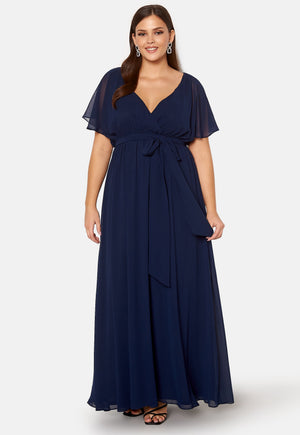 Flutter Sleeve Chiffon Maxi Curve Dress