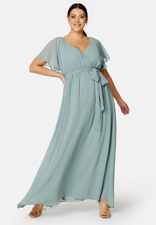 Flutter Sleeve Chiffon Maxi Curve Dress