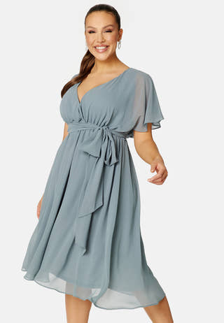 Flutter Sleeve Chiffon Midi Dress