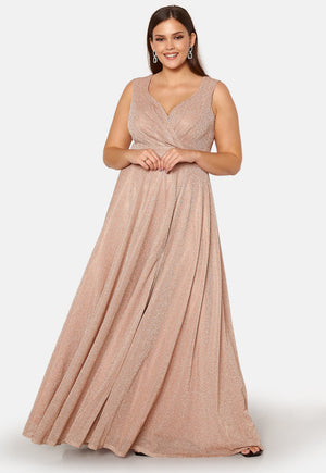 Glitter Wrap Front Maxi Curve Dress With Split