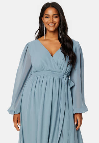 Long Sleeve Chiffon Maxi Curve Dress