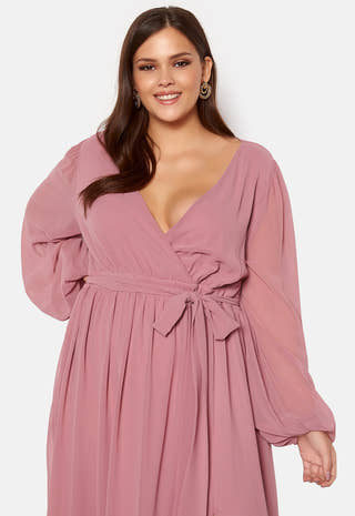 Long Sleeve Chiffon Maxi Curve Dress