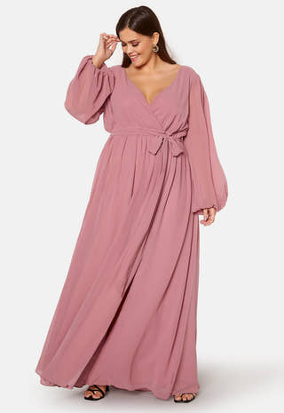Long Sleeve Chiffon Maxi Curve Dress