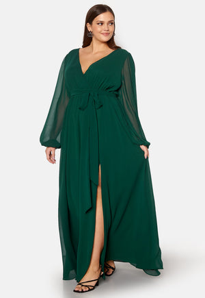 Long Sleeve Chiffon Maxi Curve Dress