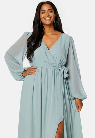 Long Sleeve Chiffon Maxi Curve Dress