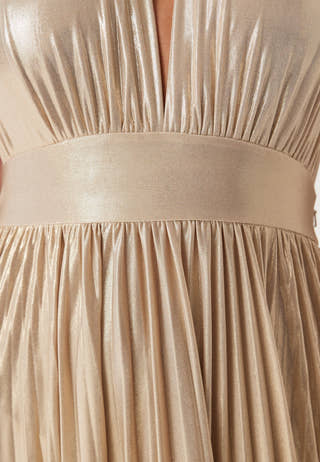 Deep V Neck Metallic Dress