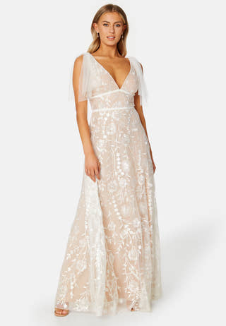 Embroidered Lace Flutter Maxi Dress