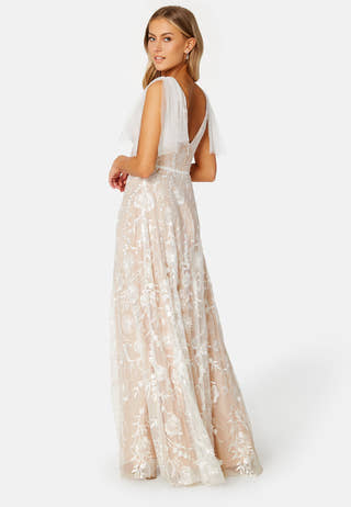 Embroidered Lace Flutter Maxi Dress