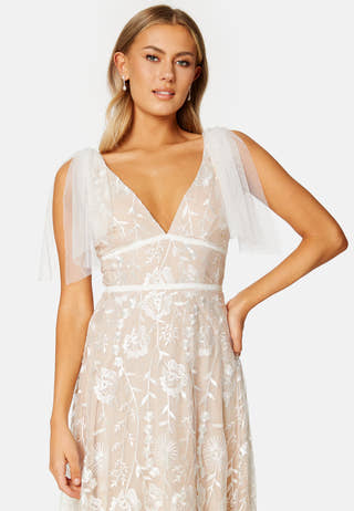 Embroidered Lace Flutter Maxi Dress