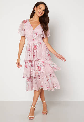 Floral Flutter Tiered Midi Dress
