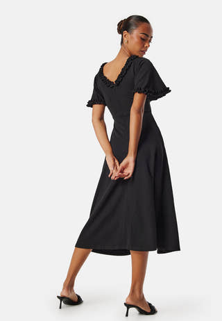 Flutter Sleeve Frilly Midi Dre