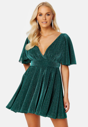 Flutter Sleeve Glitter Skater Dress