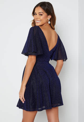 Flutter Sleeve Glitter Skater Dress
