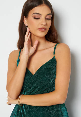 Glitter Wrap Front Maxi Dress