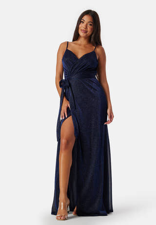 Glitter Wrap Front Maxi Dress