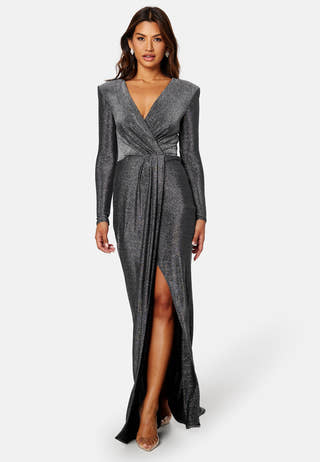 Long Sleeve Glitter Maxi Dress