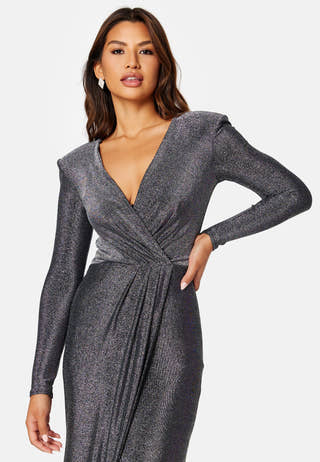Long Sleeve Glitter Maxi Dress