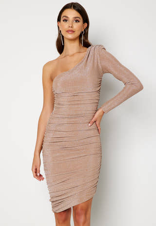 One Shoulder Glitter Mini Dress