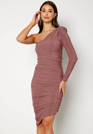 One Shoulder Glitter Mini Dress