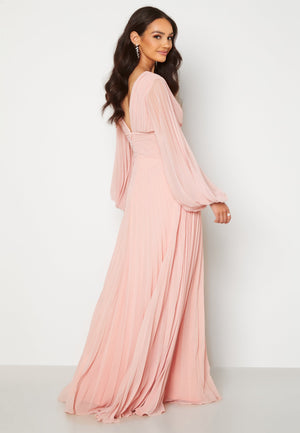 Pleated Balloon Sleeve Maxi Dress