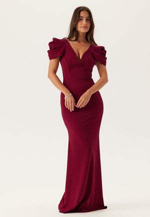 Pleated Sleeve Maxi Dress