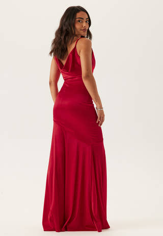 Satin Cowl Neck Maxi Dress