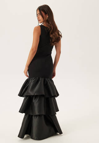 Satin Frill Maxi Dress