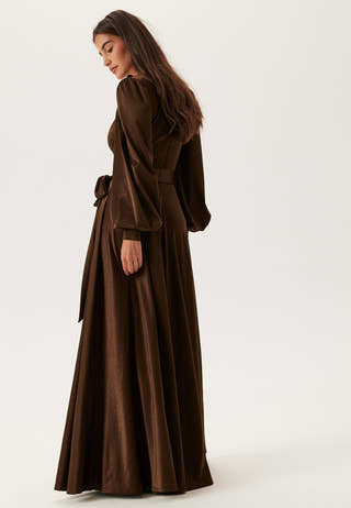 Satin Volume Sleeve Maxi Dress