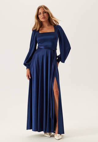 Satin Volume Sleeve Maxi Dress