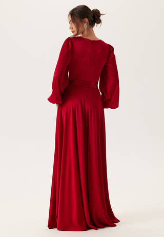 Satin Volume Sleeve Maxi Dress