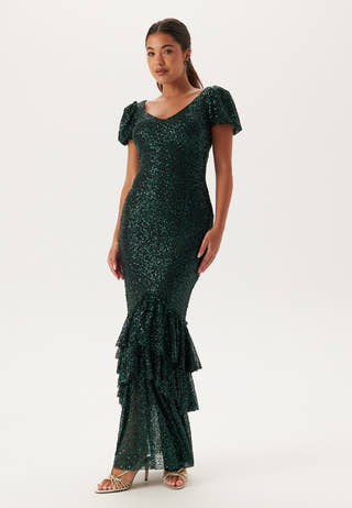 Sequin Tiered Hem Maxi Dress