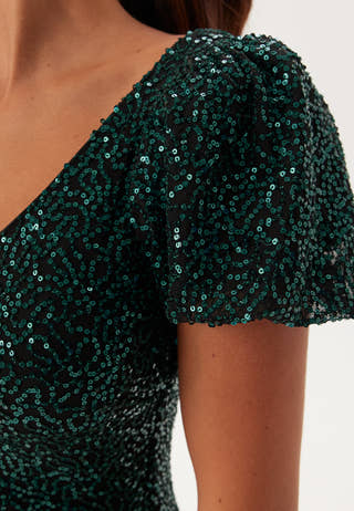 Sequin Tiered Hem Maxi Dress
