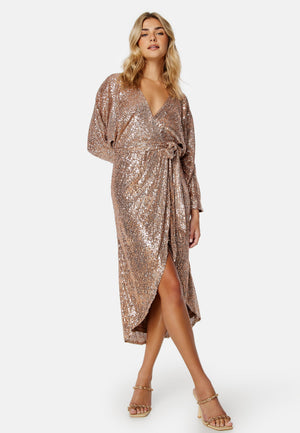Sequin Wrap Midi Dress