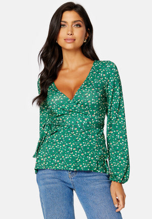 Amanda puff sleeve wrap top