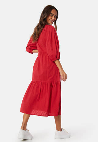 Balloon Sleeve Cotton Dress