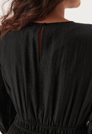 Balloon Sleeve Structured Midi Dress