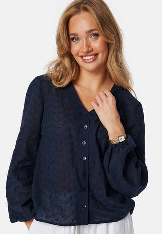 Broderie Anglaise V-Neck Blouse