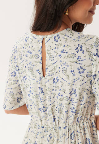 Butterfly Sleeve Viscose Midi Dress