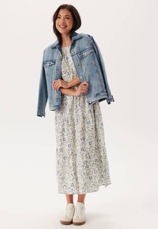 Butterfly Sleeve Viscose Midi Dress