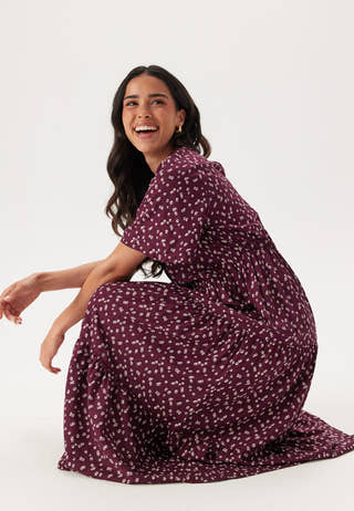 Butterfly Sleeve Viscose Midi Dress