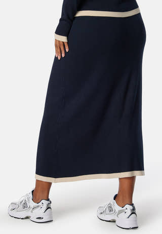 Contrast Knitted Midi Skirt