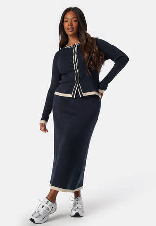 Contrast Knitted Midi Skirt