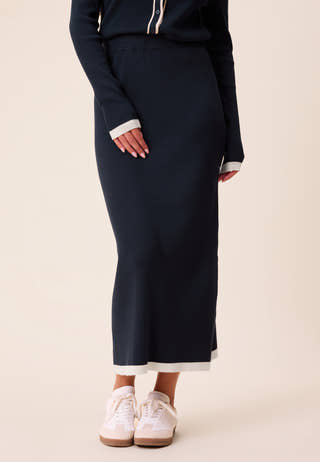 Contrast Knitted Midi Skirt
