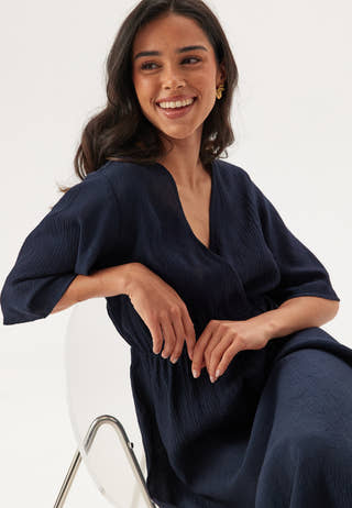 Crinkle Midi Dress