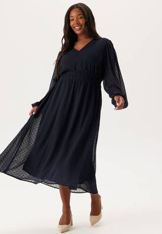 Dobby Dot Smock Midi Dress