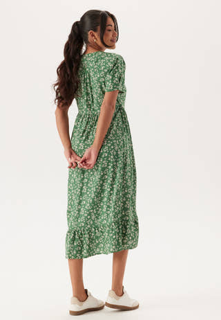 Evie Puff Sleeve Midi Wrap Dress