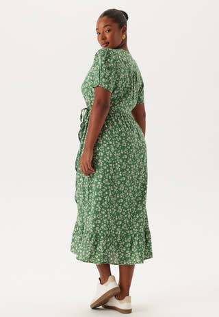 Evie Puff Sleeve Midi Wrap Dress