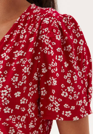 Evie Puff Sleeve Midi Wrap Dress