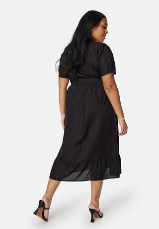 Evie Puff Sleeve Midi Wrap Dress